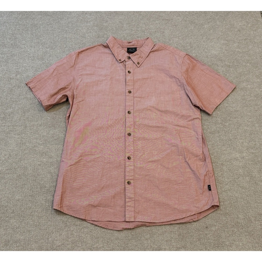 OAKLEY Mens Short Sleeve Button Up Tactical Shirt Size Medium Red Casual Sport